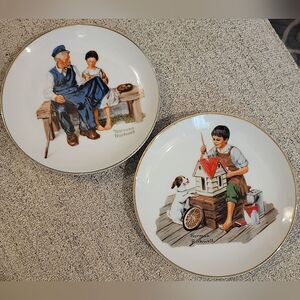 #VINTAGE #1984 SET OF 2 #NORMAN #ROCKWELL Museum  PLATES 6.5"